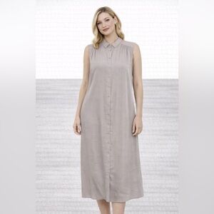 ICHI Women's Opal Gray Sleeveless Dress with padded shoulders NWT